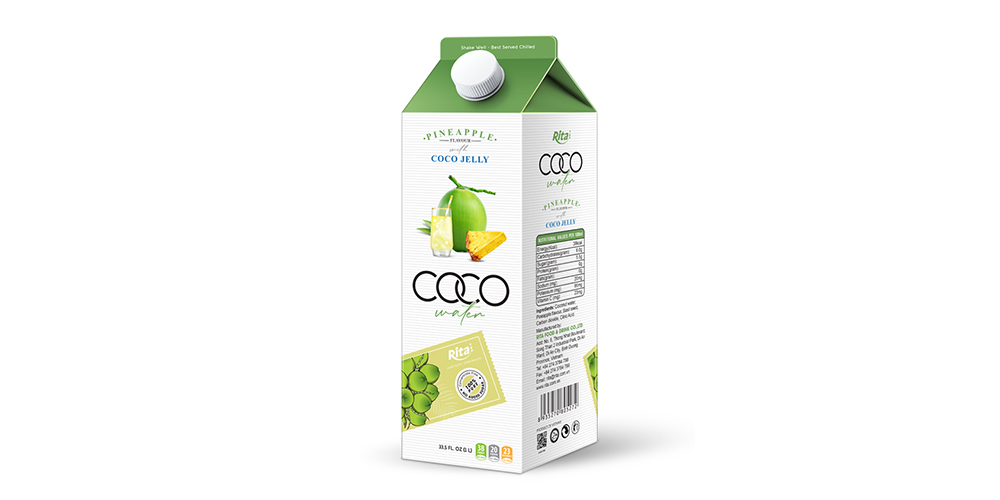 Coconut Water With Coco Jelly And Pineapple Flavor 1L Paper Box