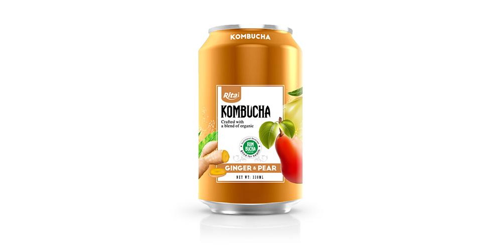 Kombucha Tea With Ginger And Pear 330ml Can Rita Brand