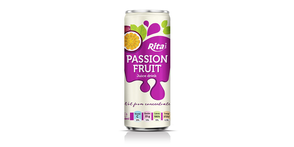 Passion Fruit Juice Drink 250ml Sleek Can Rita Brand