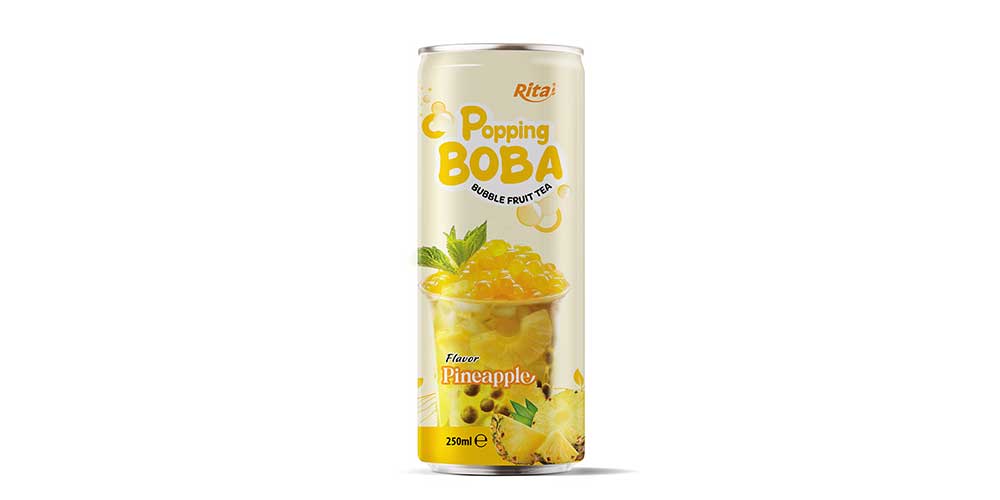 Hot Trending Bubble Tea Pineapple Flavor With Popping Boba
