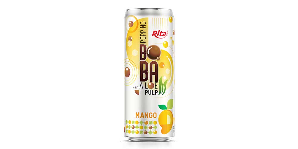 Supplier 320ml Sleek Can Mango Flavored Bubble Tea 