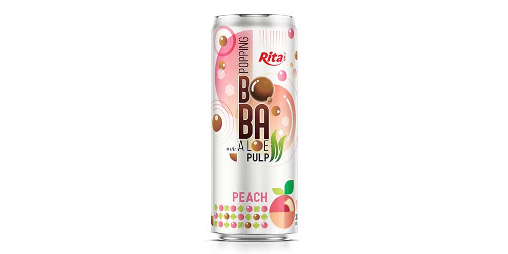 Good Price 320ml Sleek Can Peach Flavored Bubble Tea