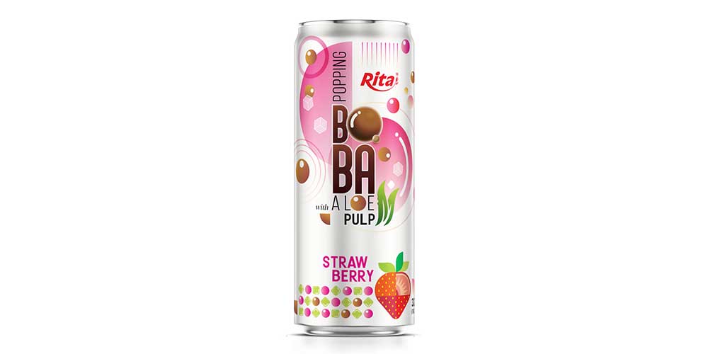 Wholesale 320ml Sleek Can Strawberry Flavored Bubble Tea