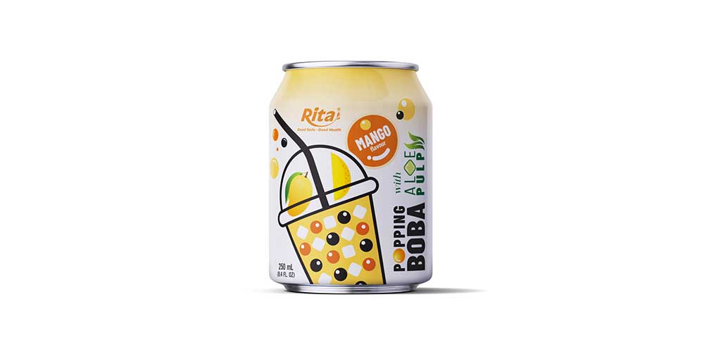 Wholesale 8.4 fl oz Cans Mango Flavor Bubble Tea With Popping Boba