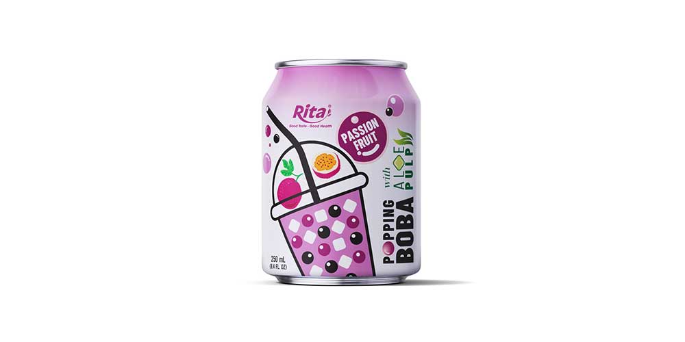 8.4 fl oz Cans Passion Fruit Flavor Bubble Tea With Popping Boba