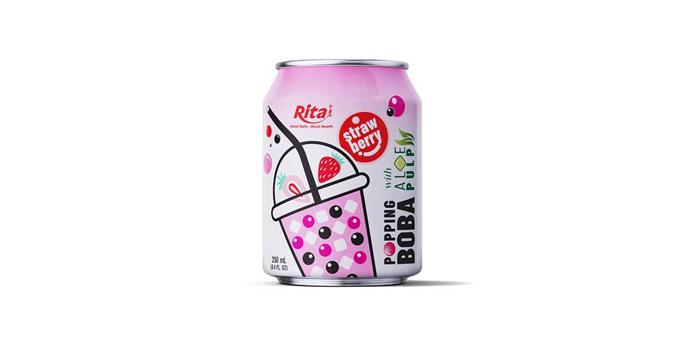 Supplier 8.4 fl oz Cans Strawberry Flavor Bubble Tea With Popping Boba