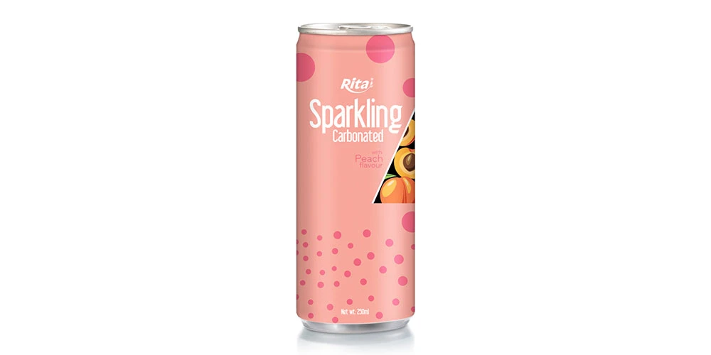 Carbonated Drink 250ml Alu Can Sparkling Water With Peach Flavor