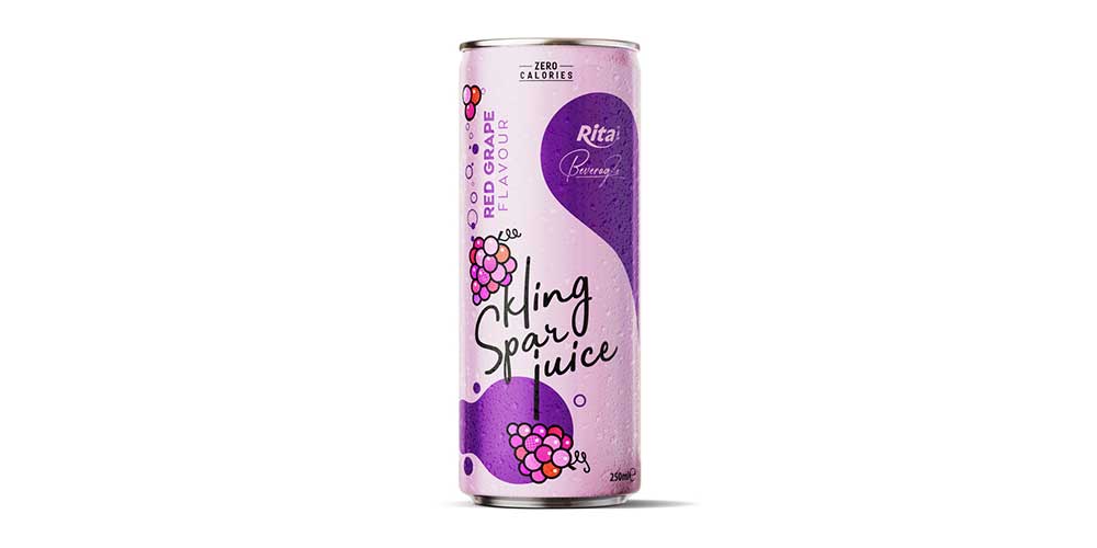Sparkling Water With Red Grape Flavor 250ml Alu Can