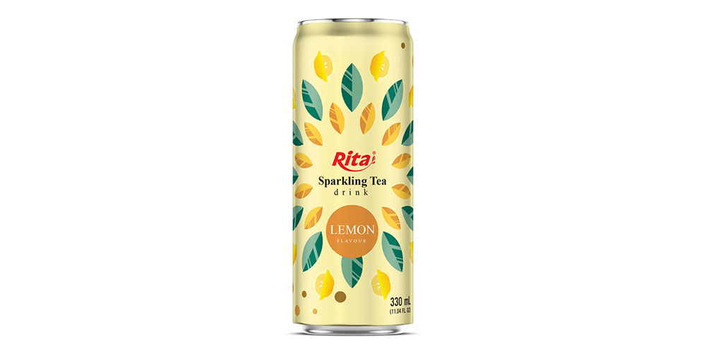 Sparkling Tea Drink Lemon Flavor 330ml Sleek Can