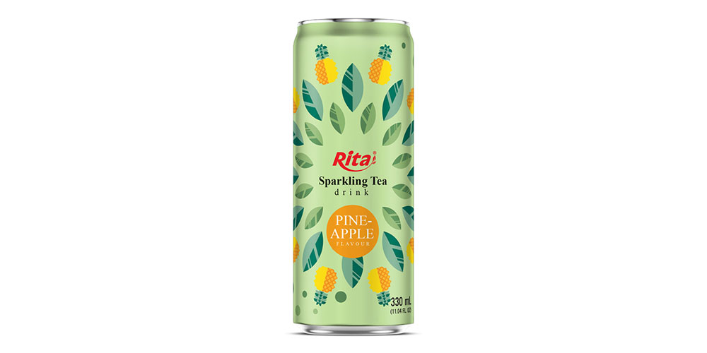 Sparkling Tea Drink Pineapple Flavor 330ml Sleek Can