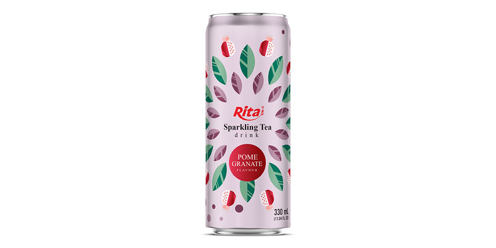 Sparkling Tea Drink Pomegranate Flavor 330ml Sleek Can