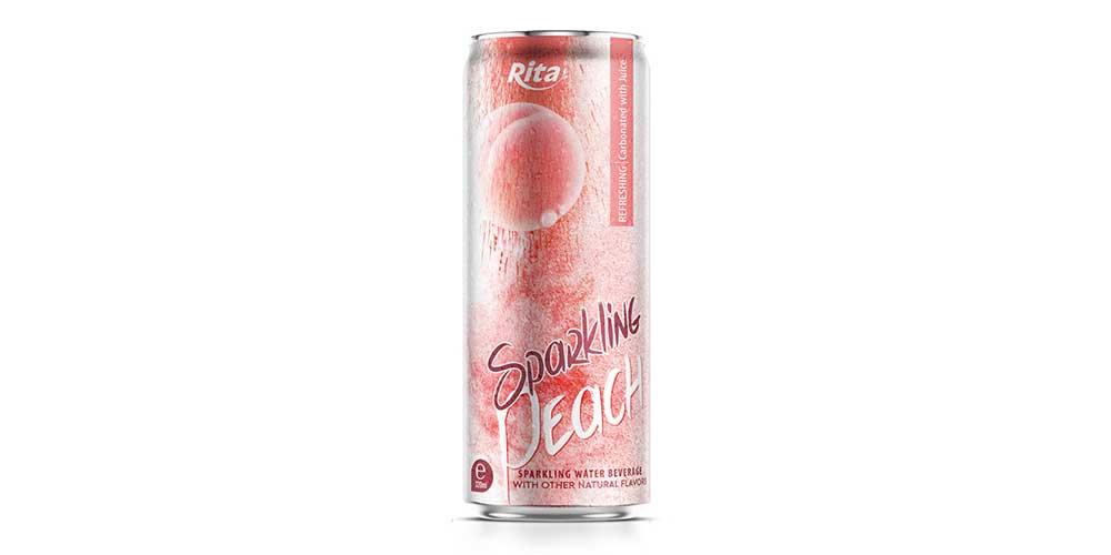 Supplier Sparkling Water Mix Peach Flavor 320ml Sleek Can