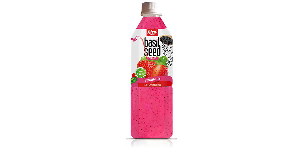 Basil Seed Drink Strawberry Flavor 500ml Pet Bottle