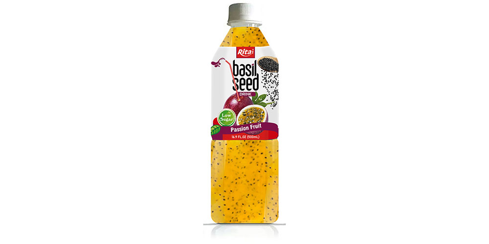 Private Labe Basil Seed Drink Passion Fruit 500ml Pet Bottle