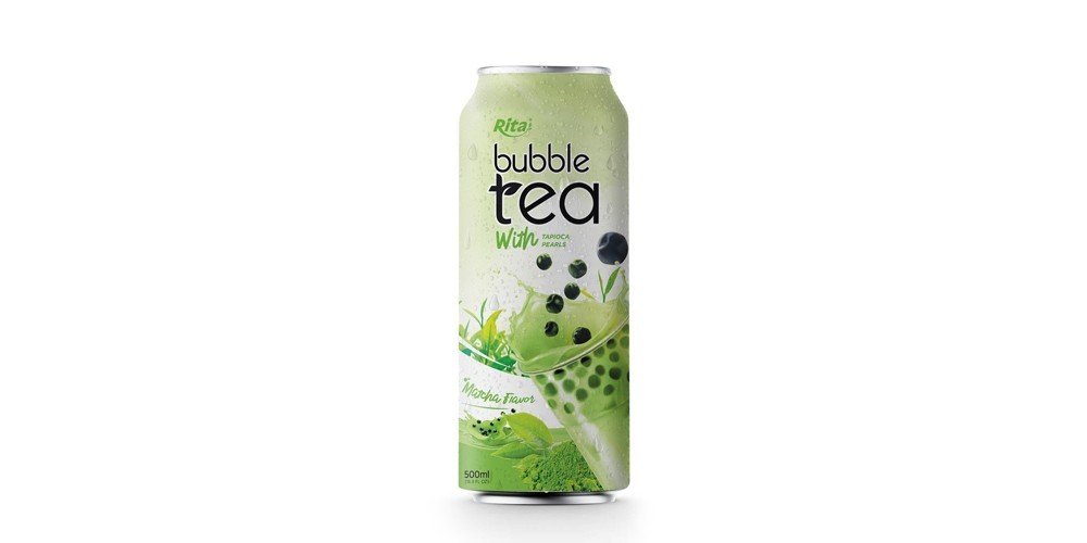 Customize Label Bubble Tea With Tapioca Pearls Matcha Flavor 