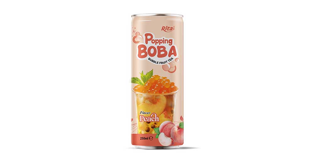 Hot Trending Bubble Tea Peach Flavor With Popping Boba