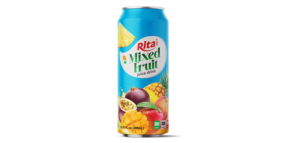 OEM ODM Service 490ml Alu Can Mixed Fruit Juice Drink