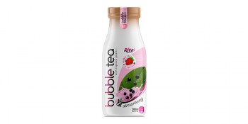 Glass-bottle-280ml-Bubble-Tea-with-tapioca-pearls-and-strawberry-