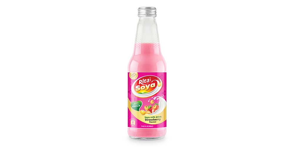 Supplier Strawberry Flavor Soya milk drink 10.05 fl oz glass bottle