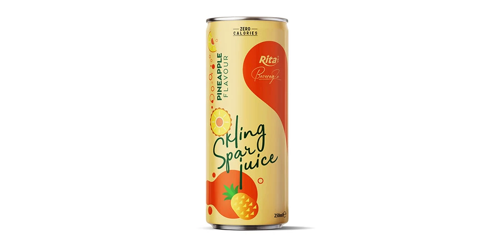 Carbonated Drink Sparkling Water With Pineapple 250ml Can Rita Brand